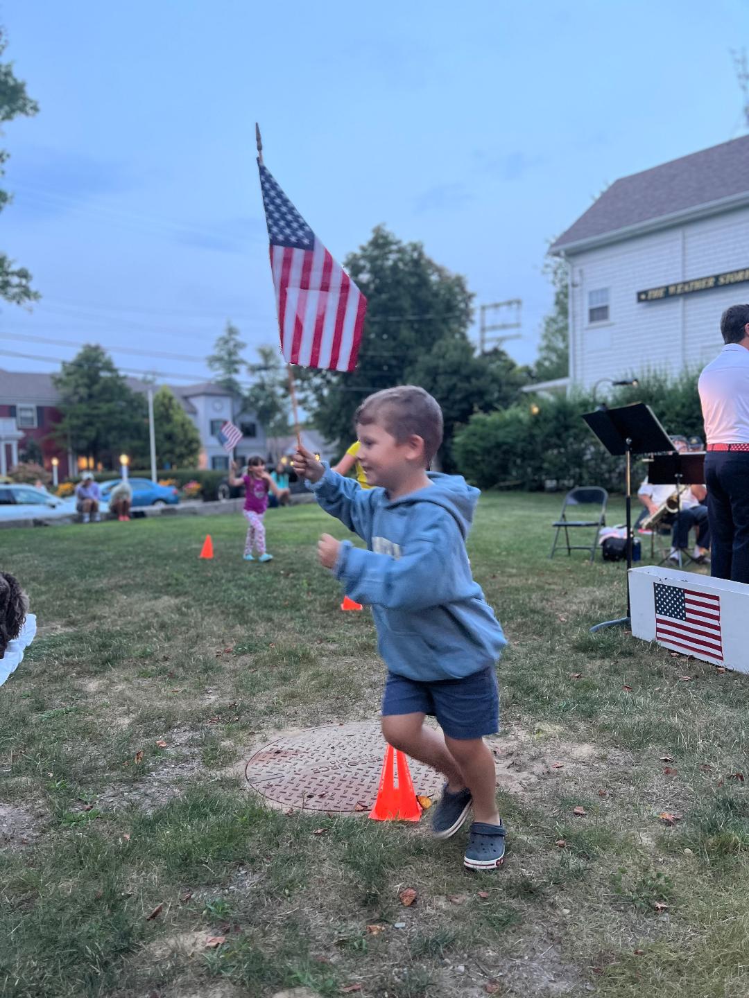 A young concert goer enjoys a march around
